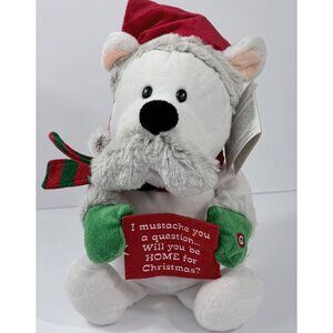 Christmas Polar Bear Plush Toy Sings & Dances Holly Jolly Christmas Red Green St